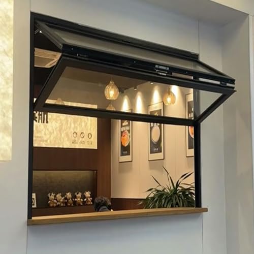 Ventana interior plegable de doble guillotina personalizable - Aleación de aluminio, vidrio templado 3C y cerraduras ocultas. Para concesiones comerciales y uso doméstico, 4 colores opcionales (AnxAl