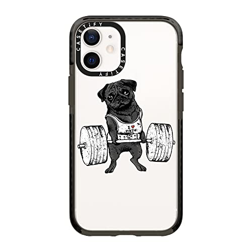 CASETiFY �C���p�N�g�P�[�X iPhone 12 Mini - Black Pug Lift - �N���A �u���b�N