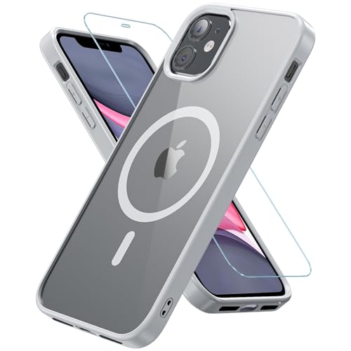 Coque iPhone 11 contre les chutes avec film écran mat gris élégant