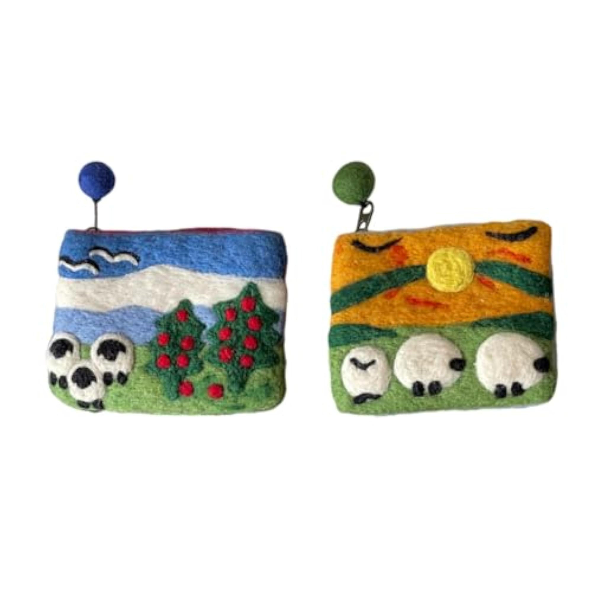 Blue Felt Zipper Coin Purse, Casual Compact Wallet