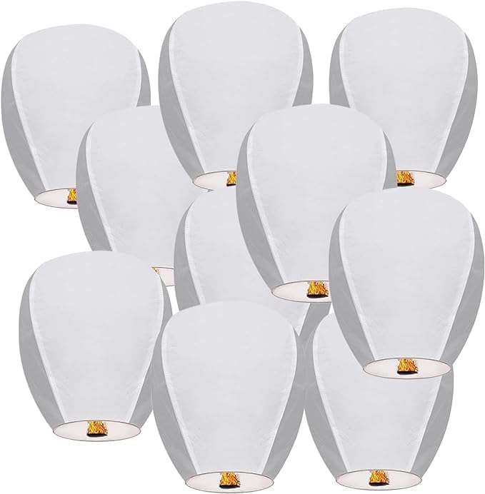 Sky Chinese Lanterns 10 Pack Sky to Release in Memory Love Color Large Memorial Paper Lanterns Birthday Wedding Funeral Christmas to Make Wishes