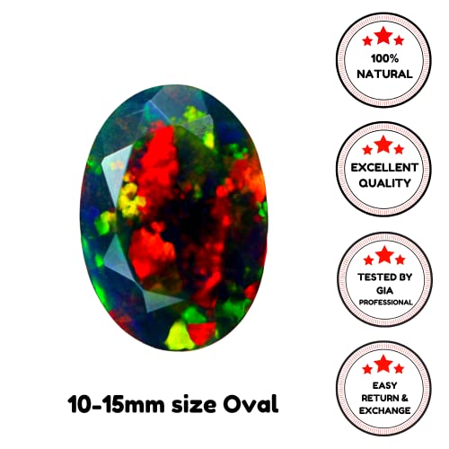 Jai Gems Faceted Black Opal Gemstones Smoked Oval 9-11Mm Size, Multi-Color, 10Mm To 12Mm #TOP1