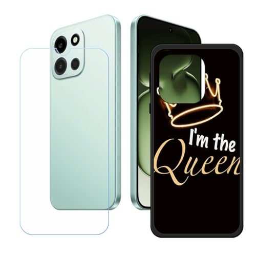 LCEHTOGYE �K�p OnePlus Turbo 6 +�����K���X�X�N���[���v���e�N�^�[�p�P�[�X�A�K�p OnePlus Turbo 6 (6,78")�ƌ݊����̂���u���b�N�\�t�gTPU�V���R���Q���P�[�X�ی�J�o�[ LH26