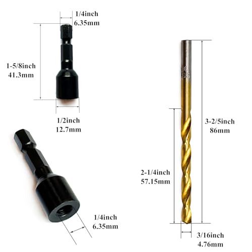 Image of 2 Pcs Hanger Bolt Driver and Drill, Alloy-Steel Driver with HSS Twist Drill for 1 /4 inch-20 Double Headed Wood Screws Fully All Threaded Rod,Threaded Insert Hexagon Head Drivers and Drills Bits