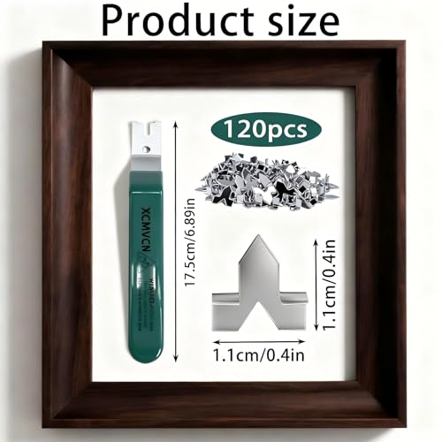 XCMVCN Glazier Point Driver, Match 120 PCS Push Points Glazing Setting Tools, Glazing Push Point Driver Tool for Frames Cross Stitch Glass (Green)