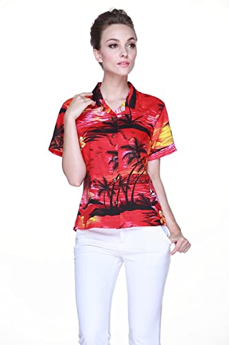 Image of Hawaii Hangover Family Matching Hawaiian Clothes, Sunset Red | Family matching Hawaiian outfits, Sunset Red, lightweight rayon, machine washable, tropical floral print, luaus, cruises