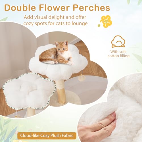 Torre para gatos de madera maciza de 32 pulgadas Beige miniatura 6