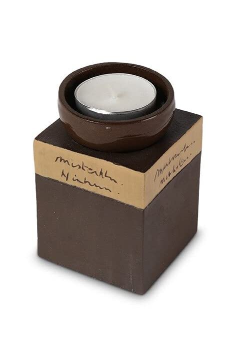Mini urne funéraire en bougeoir marron pour cendres
