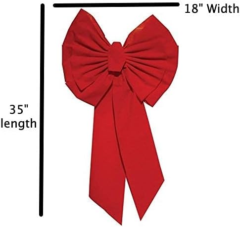 Rocky Mountain Goods Red Christmas Bow Extra Large 35” by 18” - 11 Looped Waterproof Velvet Large Outside Bow - Bow for car, Door, House - Jumbo Red Bow with Attachment for Hanging (3)