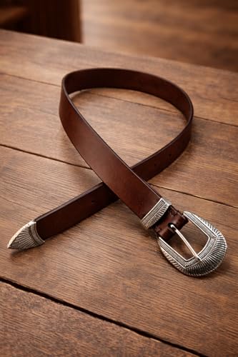 Image of Premium Black /Brown Leather Belt with Engraved 25mm (1 inch) Zinc Alloy Buckle | Stylish Formal & Casual Waist Belt for Men & Women | Perfect for Jeans & Trousers