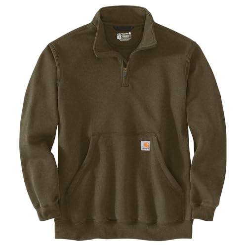Carhartt Men's Marquette 1/4-Zip Mock-Neck Sweatshirt, Burnished Logs Heather, Medium