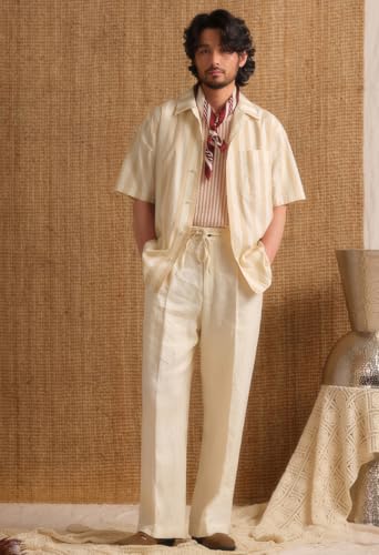 Linen Pants Men Casual 2025 Summer Beach Elastic Drawstring Waist Pants Travel Work Pant4