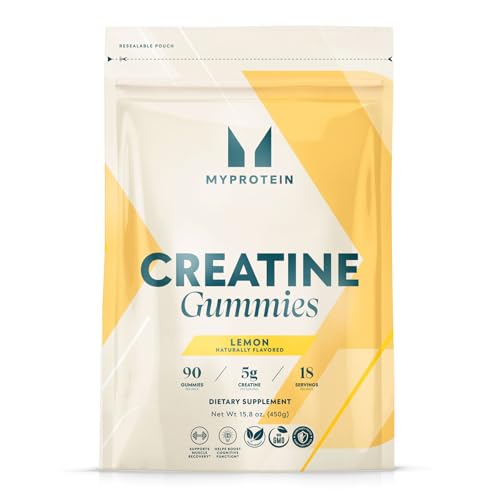 Myprotein Creatine Gummies, 5g Creatine Monohydrate per Serving, Lemon, 90 Count, 18 Servings, Chewable Post/Pre Workout Strength & Recovery Sports Nutrition Supplement, Vegan, Non-GMO