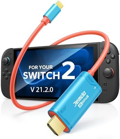 （18:00時点） JEMDO Switch 2 ドック付き HDMI変換ケーブル 2m【2026年新登場】（V21.2.0にも対応）アップデート4K@60 Hz 18 Gbps PD100W充電 Type-C to HDMI変換 直接テレビ出力対応 スイッチ2/ Switch（2017モデル）/OLEDなどに対応 ウルトラ ハイスピード 軽量化 遅延なし 持ち運び便利 小型ドッキングアダプター（青）