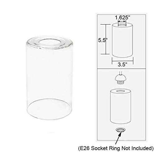 Eumyviv 2 Pack Clear Glass Lamp Shades, Fixture Replacement Glass Lampshades with 1-5/8-Inch Fitter Opening (A00009) - Thumbnail 3