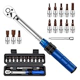 MFUSUL Drehmomentschlüssel Fahrrad 1/4 Zoll, 2-24NM, 0,1NM Mikro-Einstellung, 72 Zähne Ratsche, ±3% Fehlergenauigkeit, 15TLG Torque Set mit 100mm Verlängerungsstangen und Stecknüsse 35mm