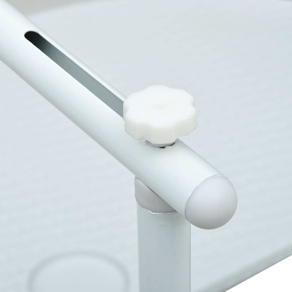 Tavolo da Balcone Pensile Bianco 60x64x83,5cm Plastica Rattan,Tavolino da Balcone Pieghevole, Tavolo da Appendere per Giardino, Terrazza, Cortile, Tavolino da Esterno