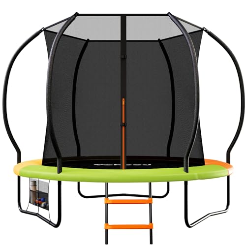 Yohood Trampolin Outdoor Ø228/305/366 cm GS-Zertifikat Gartentrampolin für Kinder Stabile Rahmenkonstruktion Trampolin mit Tasche Leiter Randabdeckung & gepolsterten Netzstangen-7.5FT