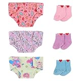 6 Pcs Doll Nappies Socks Set, 30-43cm Doll Accessories with Bear, Kitten, and Fairy Patterns, Doll Clothes Diapers for 14-17 Inch Dolls, Self-Adhesive Design, Easy for Children to Use