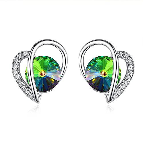 Orloff of Denmark Pendientes de plata de ley 925 con corazones de mariposa, hechos a mano, de plata para mujer, circonitas blancas y cristales genuinos de Swarowski Cover