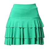 [KKlewu] 社交ダンス 練習着 ミニ スカート 3層フリル 短い チャチャ サルサ ルンバ ウェア ラテン 練習服 (JP, アルファベット, 2XL, グリーン)