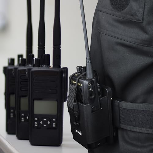 HYS Tactical Handheld Two Way Radio Holster - Portable Radio Case (TPU) with Belt Clip & MOLLE Attachment for Belt, Vest, or Pack, for Walkie-Talkie, Security, EMS, Law Enforcement Duty Gear