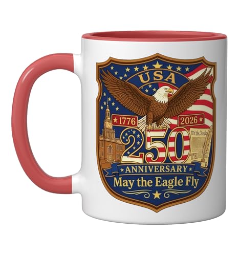 Taza de cerámica patriótica roja/blanca 11 onzas miniatura 1