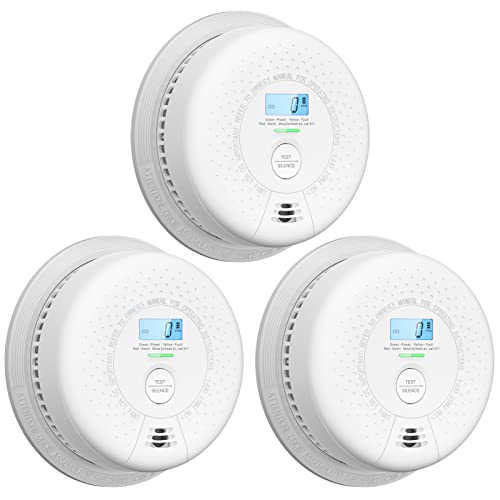 X-Sense Smoke Detector Carbon Monoxide Detector Combo, 10-Year Battery Smoke Detector with Display, Auto-Check, 3-Pack Standalone Model (3-Pack)