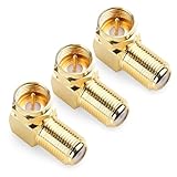 Cable Matters 3-Pack Gold-Plated F-Type Right Angle RG6 Coaxial Adapter (90 Degree Coaxial Connector, Male to Female Coax Cable Connector)