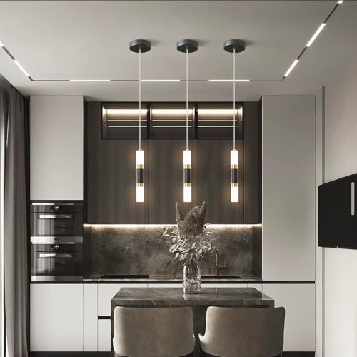 Image of Modern Kitchen Island Light Fixture Dimmable LED Black Mini Pendant Light Bedroom Bedside Table Black Gold Small Pendant Lighting (1-Pack)