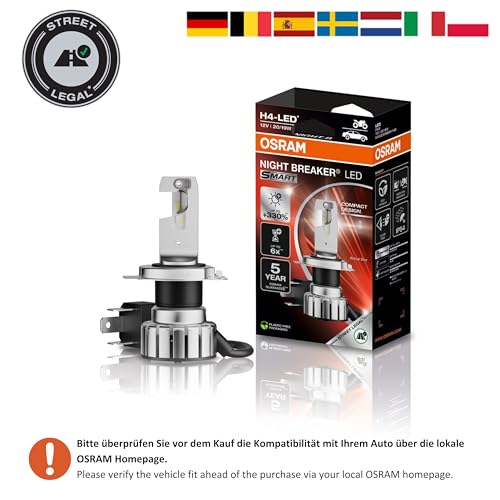 Osram Night Breaker LED Smart H4 for Motorcycles; up to 330% More Brightness; 6000 K, LED Retrofit Lamp for Motorcycles with Road Legal, White - 3