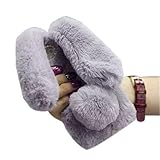 Jesiya iPhone 6/6s Fur Case for Girls, Luxury Cute Warm Handmade Rabbit Bunny Furry Fuzzy Soft Rabbi