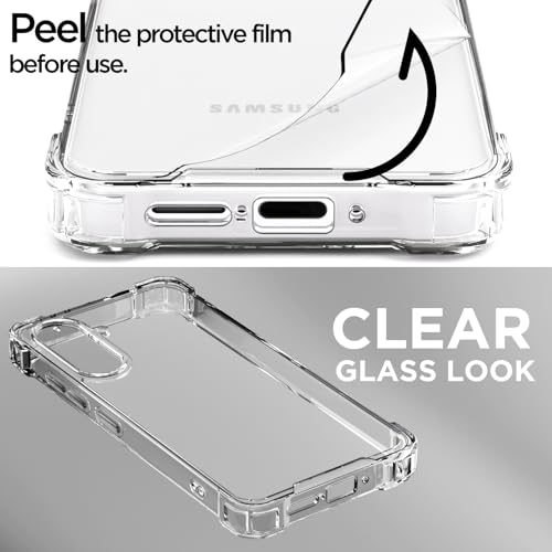 Image of Amazon Basics Back Cover for Samsung Galaxy A55 5G PC + TPU Clear Transparent Raised Edges Shockproof Protective Phone Bumper Case(Transparent)