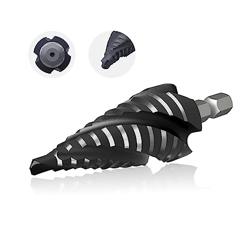 Gstk Pro Max Four Spiral Flute Cobalt Step Drill Bit Set, Impact Ready, For Metal, Stainless Steel, Aluminum, Wood, Plastic With 1/4" Hex Shank (3/16"-7/8") #TOP7