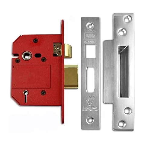 Union Locks Strongbolt 2200S BS 5 Einsteckschloss mit Vorreiber 81 mm - Satin Chrom Cover