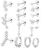 MILACOLATO 16G/18G/20G de Joyería Para Piercing en Forma de Espiral Aretes Panos para Mujer Aretes Hipoalergénicos de Acero Quirúrgico Arete de Aro, Arete Para Cartílago-F-CS