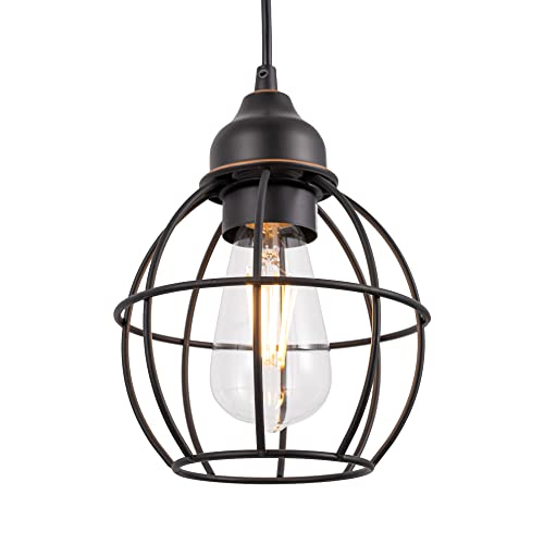 Lit-Path Pendant Lighting Fixture For Kitchen And Dining Room, Hanging Ceiling Lighting Fixture, E26 Medium Base, Metal Construction With Oil Rubbed Bronze Finish, Bulb Not Included, 2-Pack #TOP3
