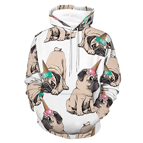 Desheze Unisex Hoodie Pug Unicornio Sudaderas con Capucha Manga Larga Pullover Impresión Sweatshirts para Hombre Mujer M Cover