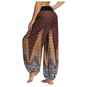 Hosen Herren Damen Lose Schritt Hosen Retro Gedruckt Jumpsuit Yoga Hosen Hosen für Frauen, braun, M