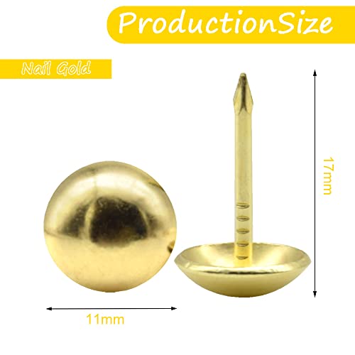 Ruidee 200 PCS Antique Upholstery Tacks,Upholstery Tacks Pins,Furniture Decorative Thumbtacks,Tacks Thumb Tacks Push Pins (STD/Gold) - Image 2