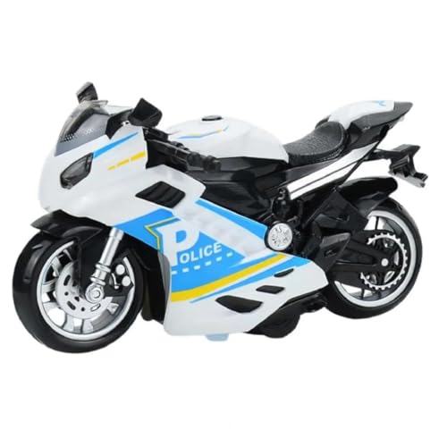 Image of FEXXA Police Motorcycle Toy - Pull Back Motorcycle Toys, Tiny Gift with Music Lighting, Latte Motorcycles Toy for Kids Boys Age 3-8 Year Old [Multicolor] (Sport Bike-White)