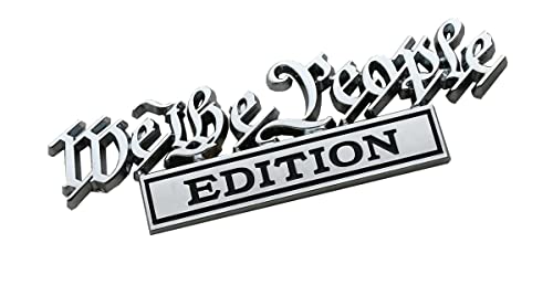 Image of We The People Edition Emblem Full Metal Badge Decal 3D Sticker Compatible with Universal Car, Truck, SUV, Boat, Vehicle Door Decoration (Chrome /Black)