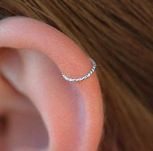 Helix Piercing Silber 925 – Dünner Helix Ohrring 20G 8mm – Handgemachter Helix Piercings Ring aus Sterling Silber – Ohrpiercing Schmuck – Piercing Ohr Helix Damen