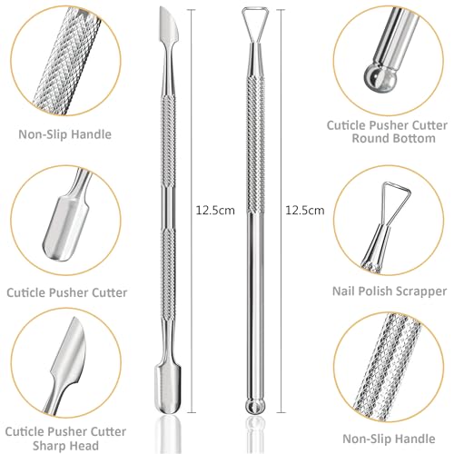 2 Pcs Cuticle Pusher and Cuticle Peeler Stainless Steel Cuticle Pusher Tool, Dual Head Nail Scraper UV Gel Nail Polish Remover Tool for Fingernails and Toenails - Image 3