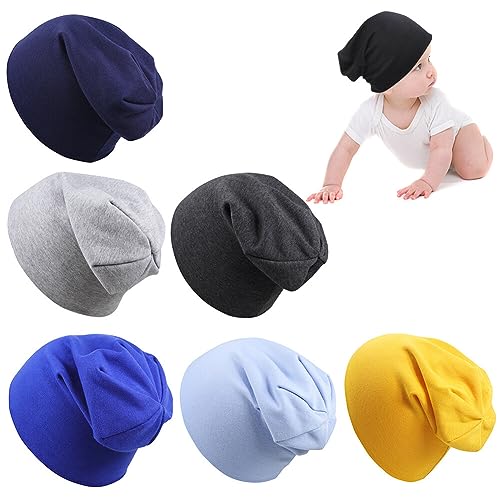 6 Pack Unisex Baby Hats for Kids 6 Months-5 Years Old, Cute Soft Baby Skull Caps Cotton Baby Toddler Beanie Hat Cap