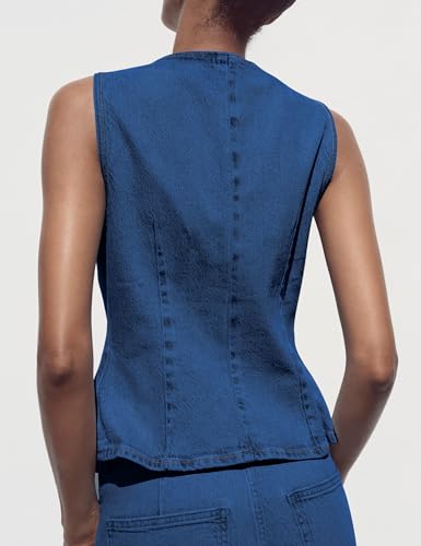 Womens Denim Vest Tops Sleeveless Jean Vest Button Down Denim Tank Tops Casual Waistcoat2