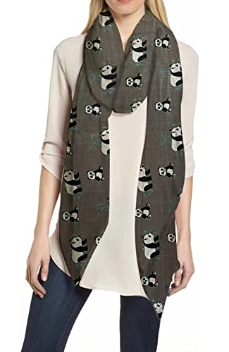 Lina & Lily Panda Animal Print Women's Scarf Shawl Wrap Lightweight