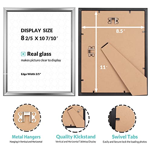 Lavie Home 8.5X11 Picture Frames (6 Pack, Silver) Simple Designed Photo Frame With High Definition Glass For Wall Mount & Table Top Display, Set Of 6 Classic Collection #TOP3