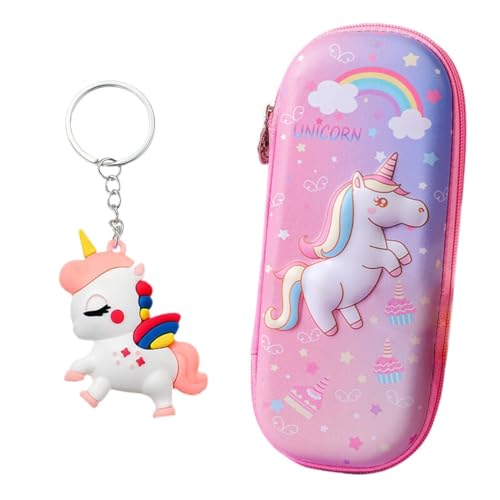 Astuccio per Unicorno Bambina, Unicorno Regalo di Cancelleria per Bambina, Scuola Cancelleria, Rosa Chiaro