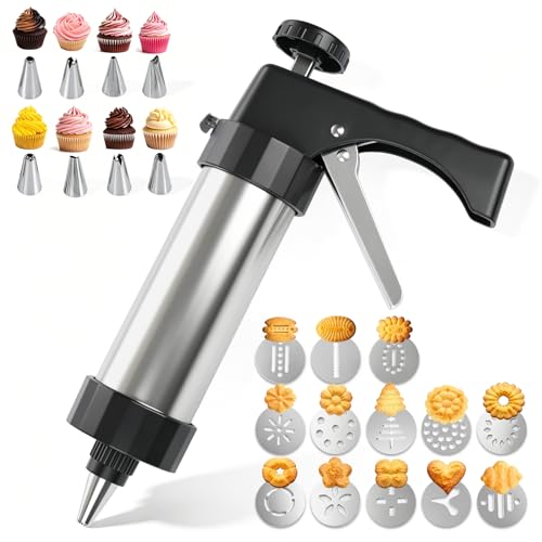 Cookie Press Gun Kit, Stainless Steel – 13 Discs +